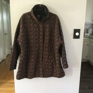 MYCRA PAC ONE Reversible Quilted Brown/Black Rain Jacket, NWT